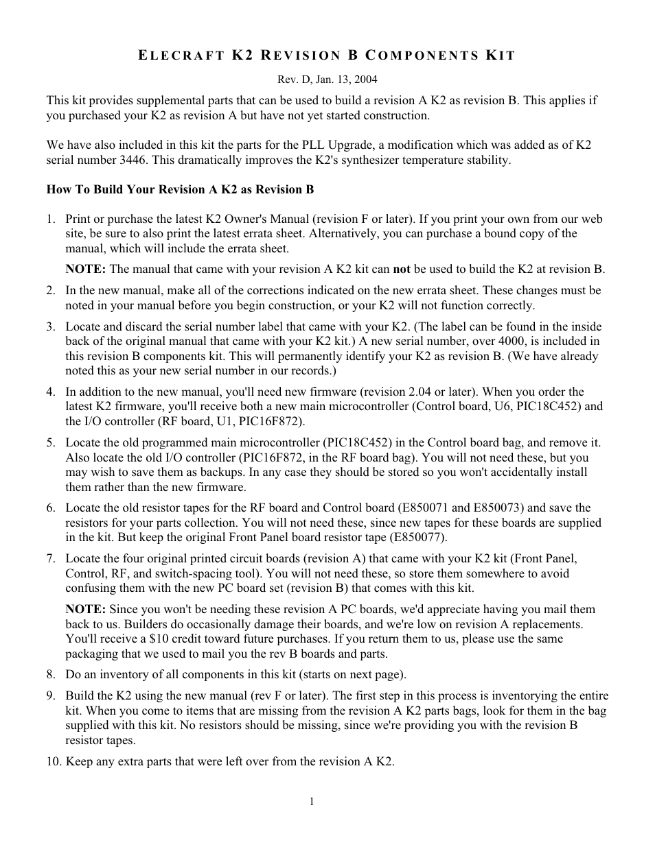 Elecraft K2ATOBKT User Manual | 2 pages