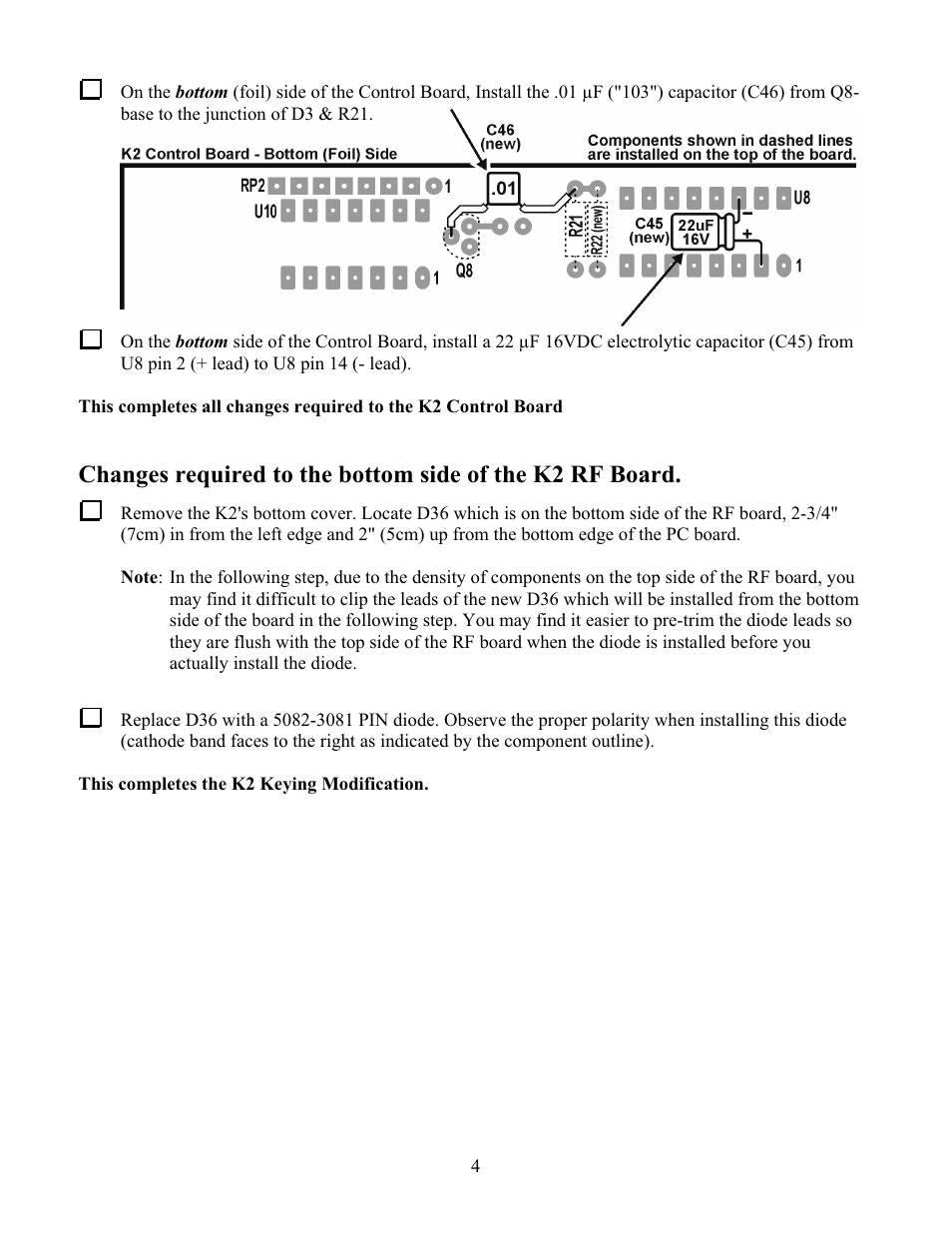 Elecraft K2 Keying Modification Instructions User Manual | Page 4 / 4