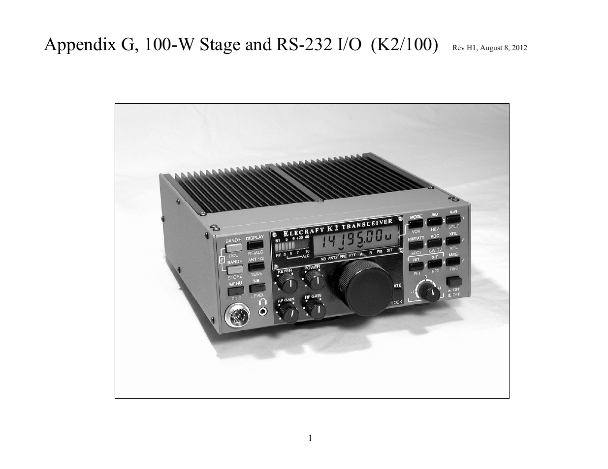 Elecraft KPA100 Manual User Manual | 74 pages