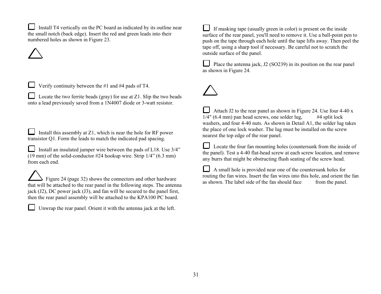 Elecraft KPA100 Manual User Manual | Page 31 / 74