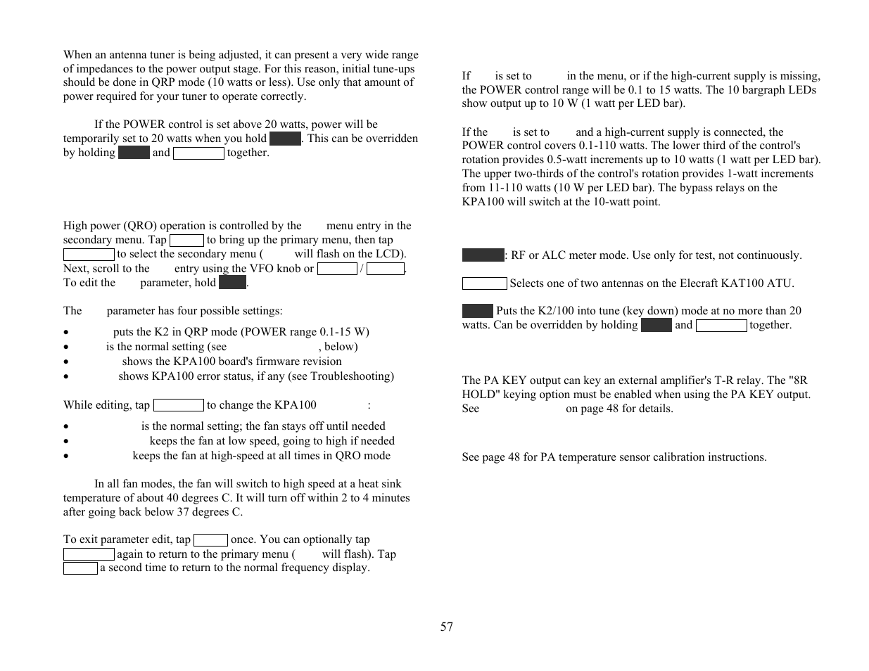 Controls | Elecraft KPA100 Manual User Manual | Page 57 / 74