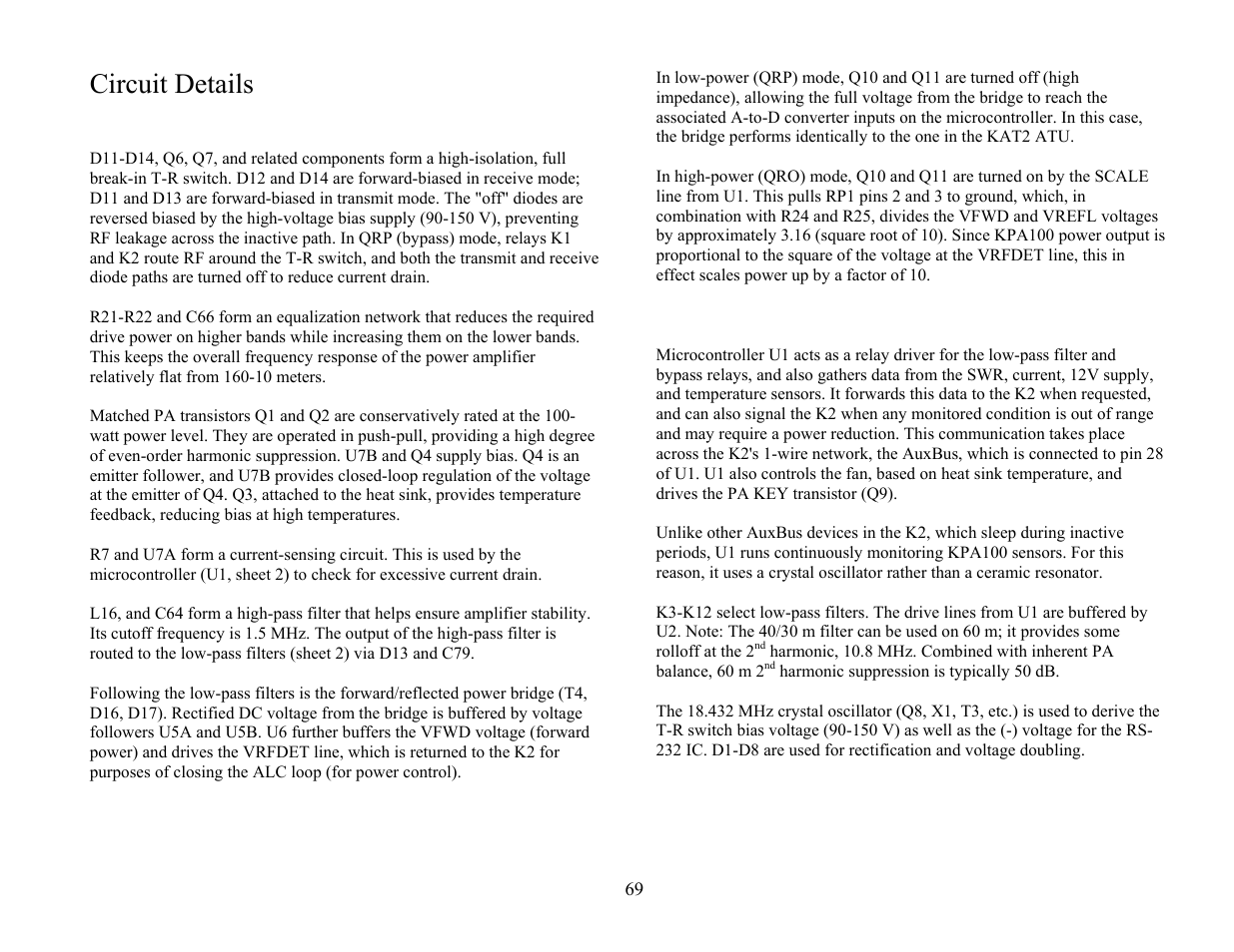 Circuit details | Elecraft KPA100 Manual User Manual | Page 69 / 74