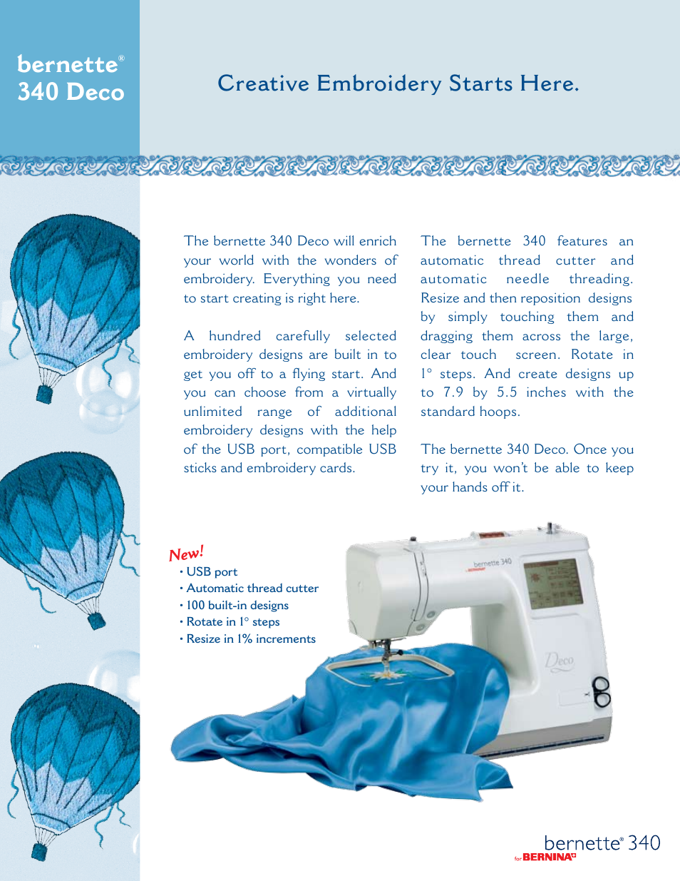 Bernina Bernette 340 Deco User Manual | 2 pages