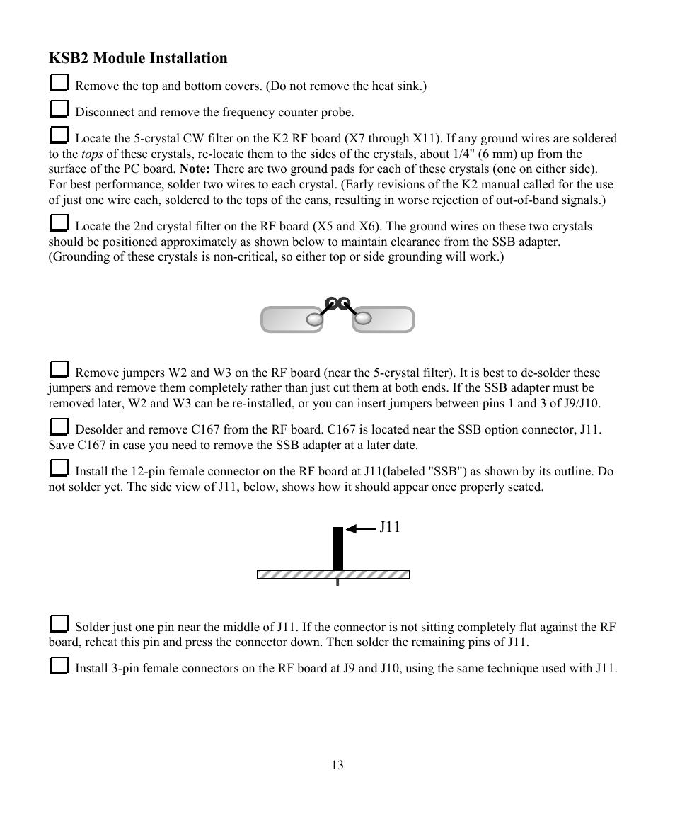 Ksb2 module installation | Elecraft KSB2 User Manual | Page 13 / 24