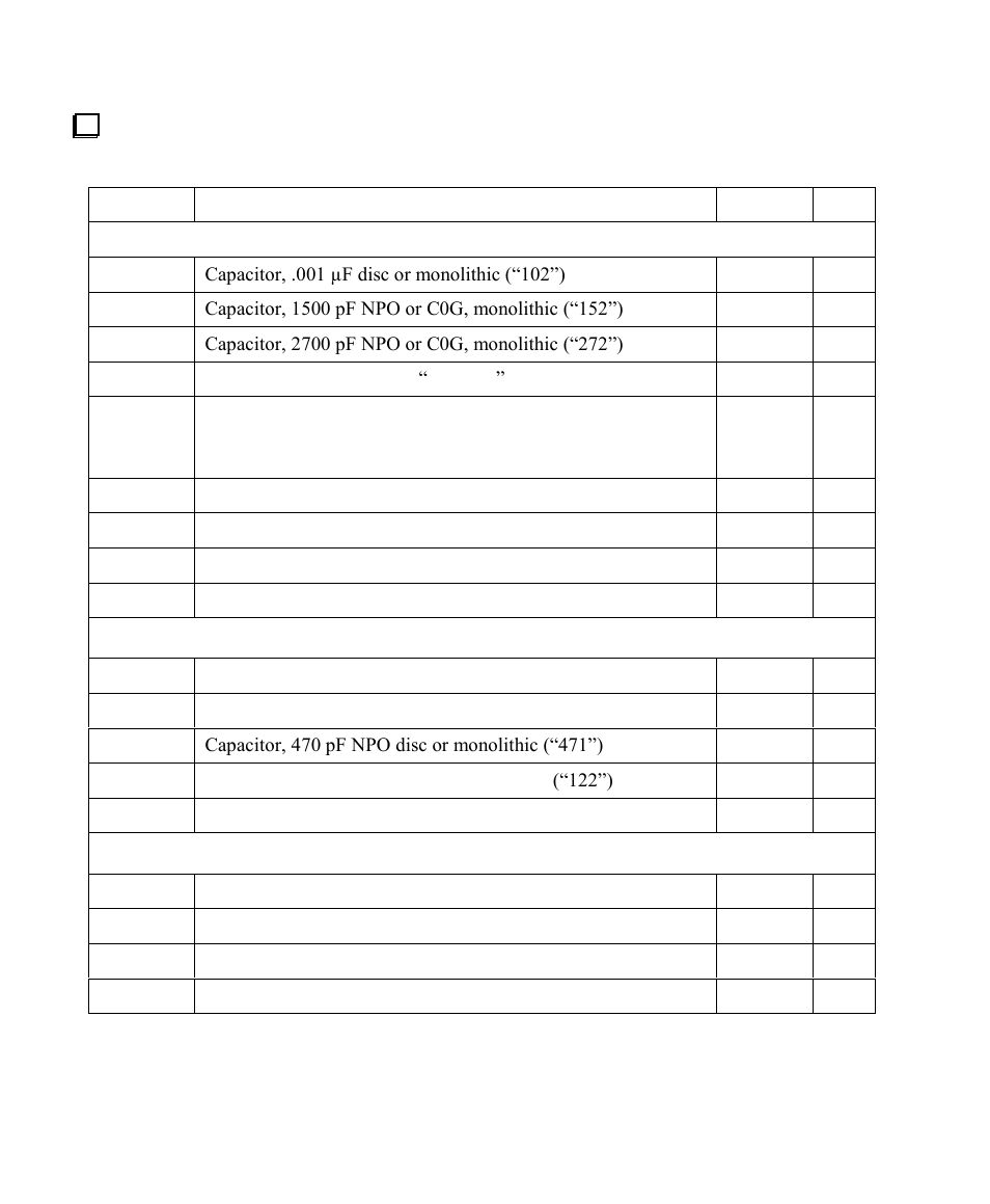 Parts inventory | Elecraft K160RX User Manual | Page 2 / 12