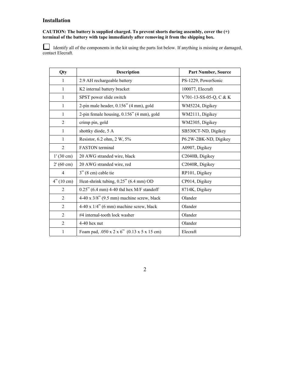 Elecraft KBT2 User Manual | Page 2 / 12