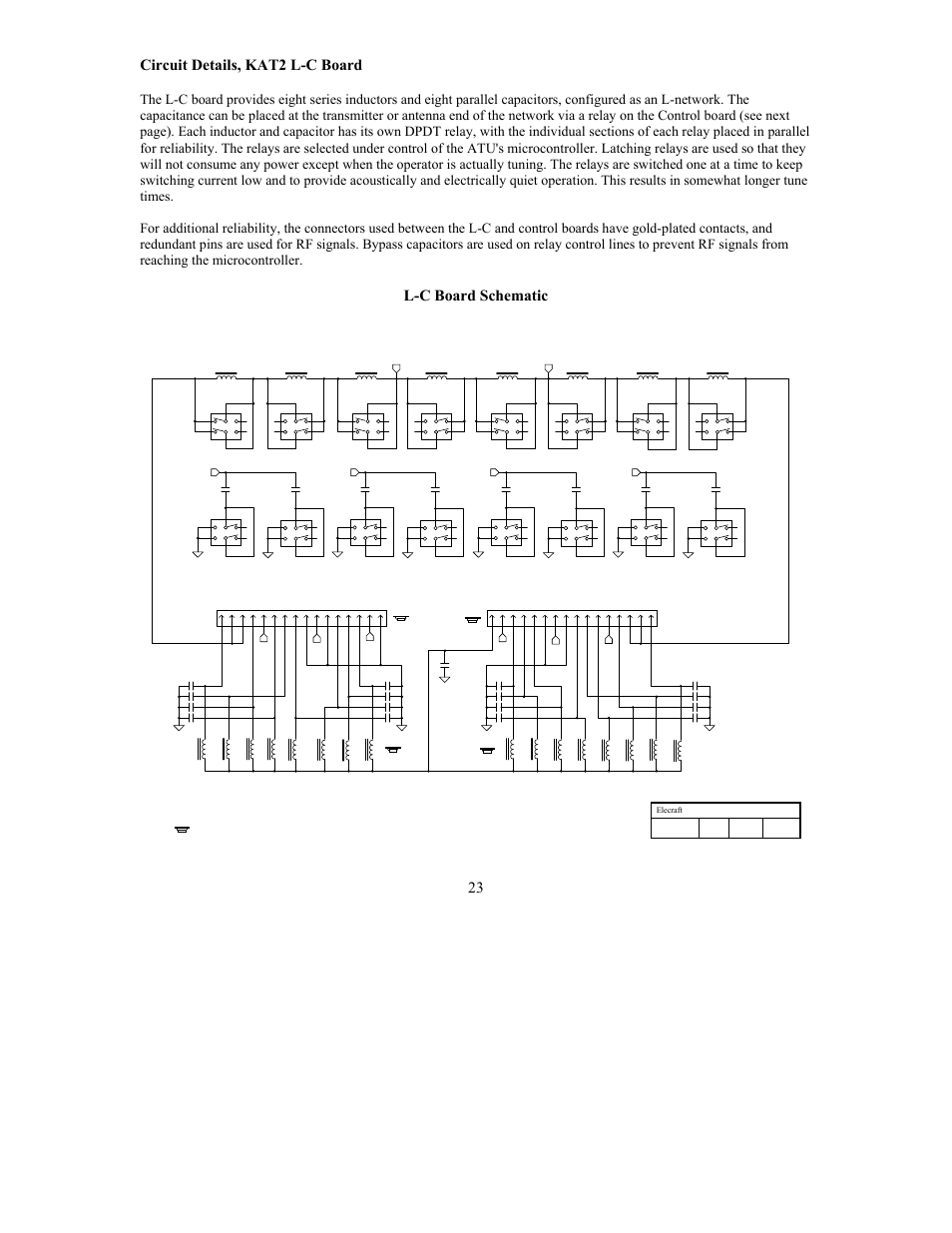 23 circuit details, kat2 l-c board, L-c board schematic | Elecraft KAT2 User Manual | Page 23 / 24