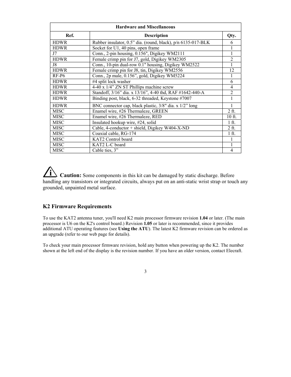 Elecraft KAT2 User Manual | Page 3 / 24