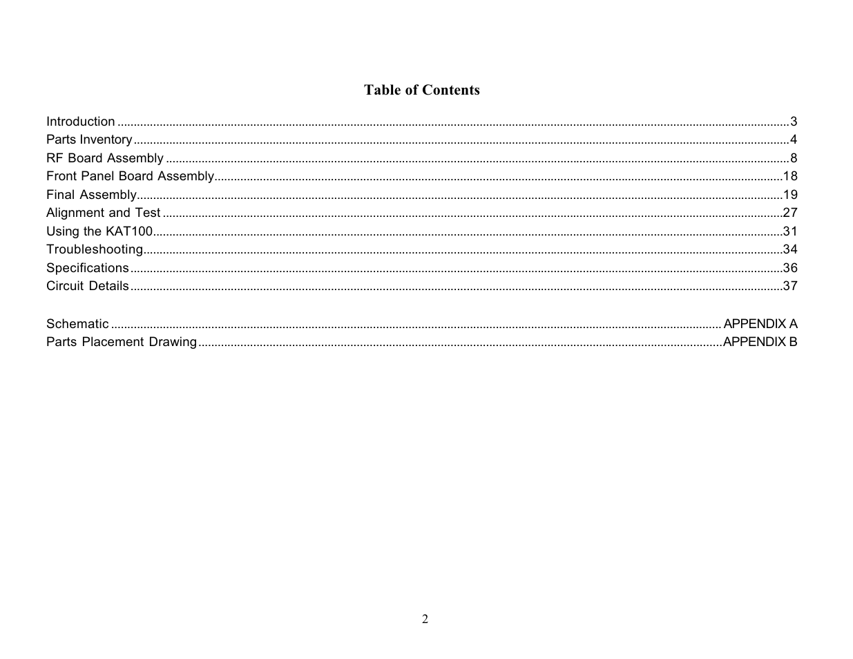 Elecraft KAT100 User Manual | Page 2 / 41