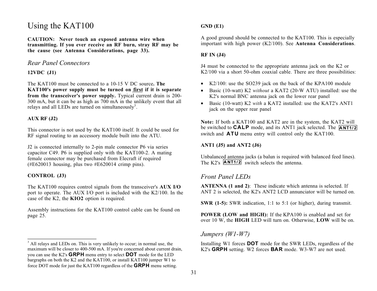 Using the kat100 | Elecraft KAT100 User Manual | Page 31 / 41