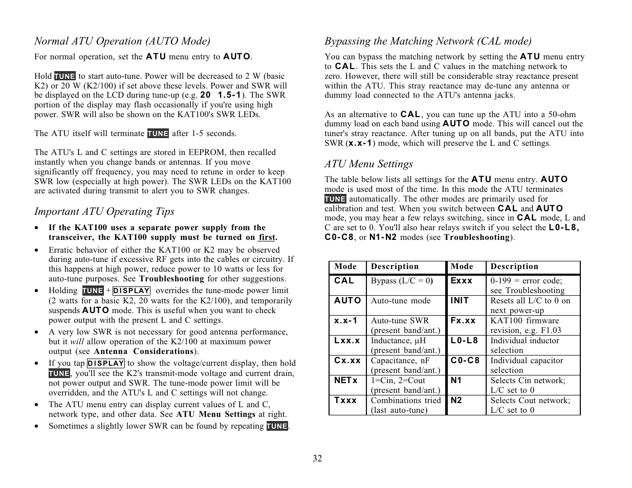 Elecraft KAT100 User Manual | Page 32 / 41