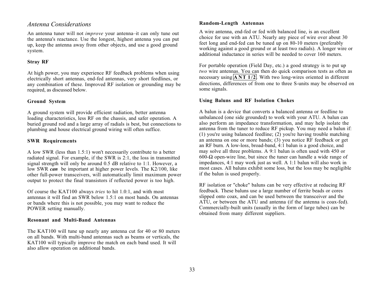 Elecraft KAT100 User Manual | Page 33 / 41