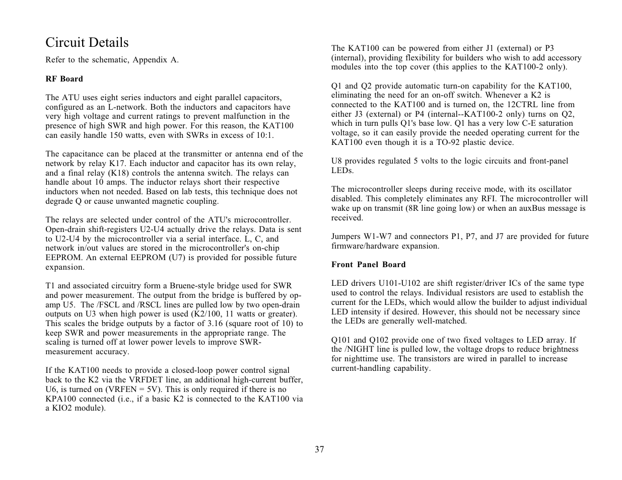 Circuit details | Elecraft KAT100 User Manual | Page 37 / 41