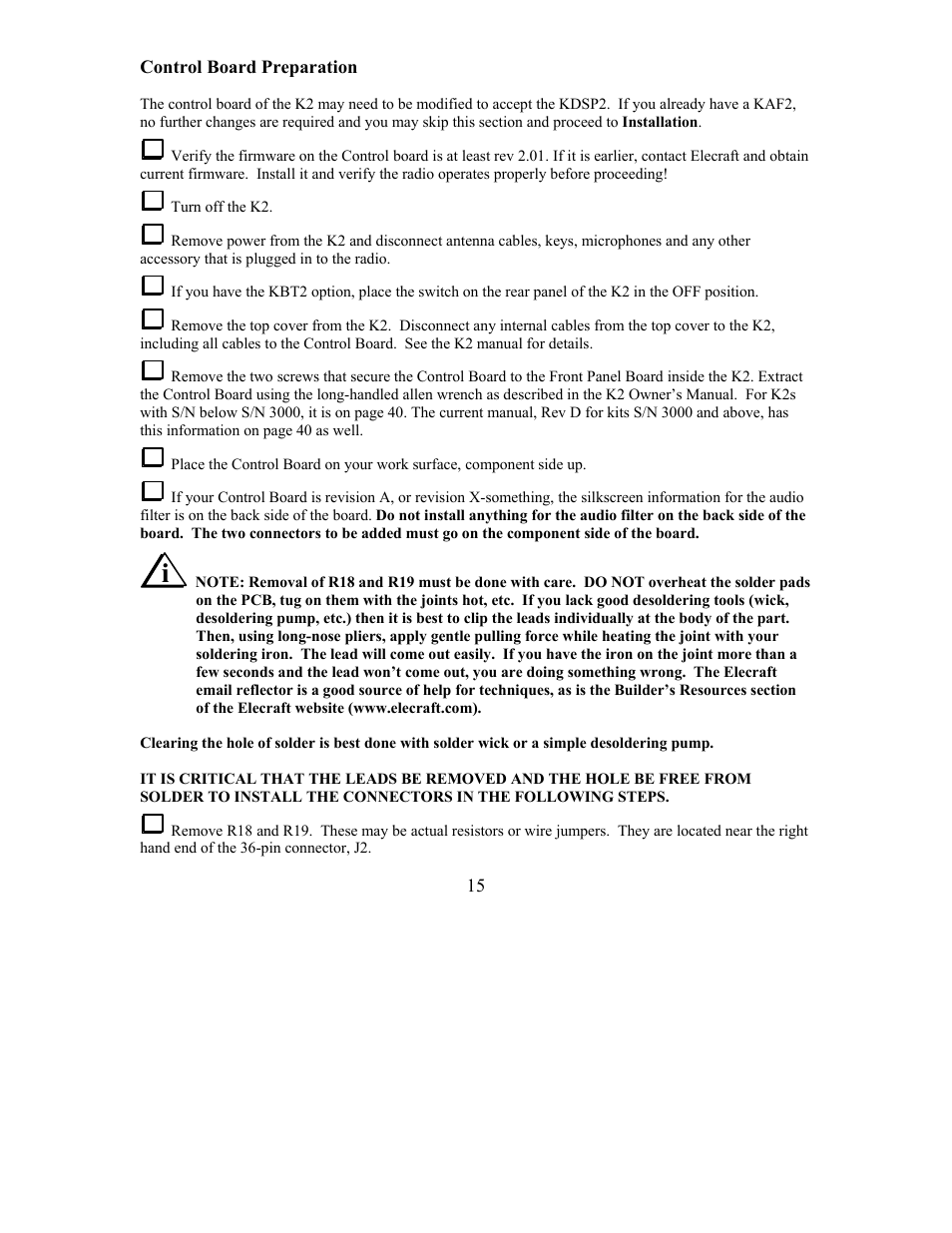 Elecraft KDSP2 Manual User Manual | Page 15 / 50