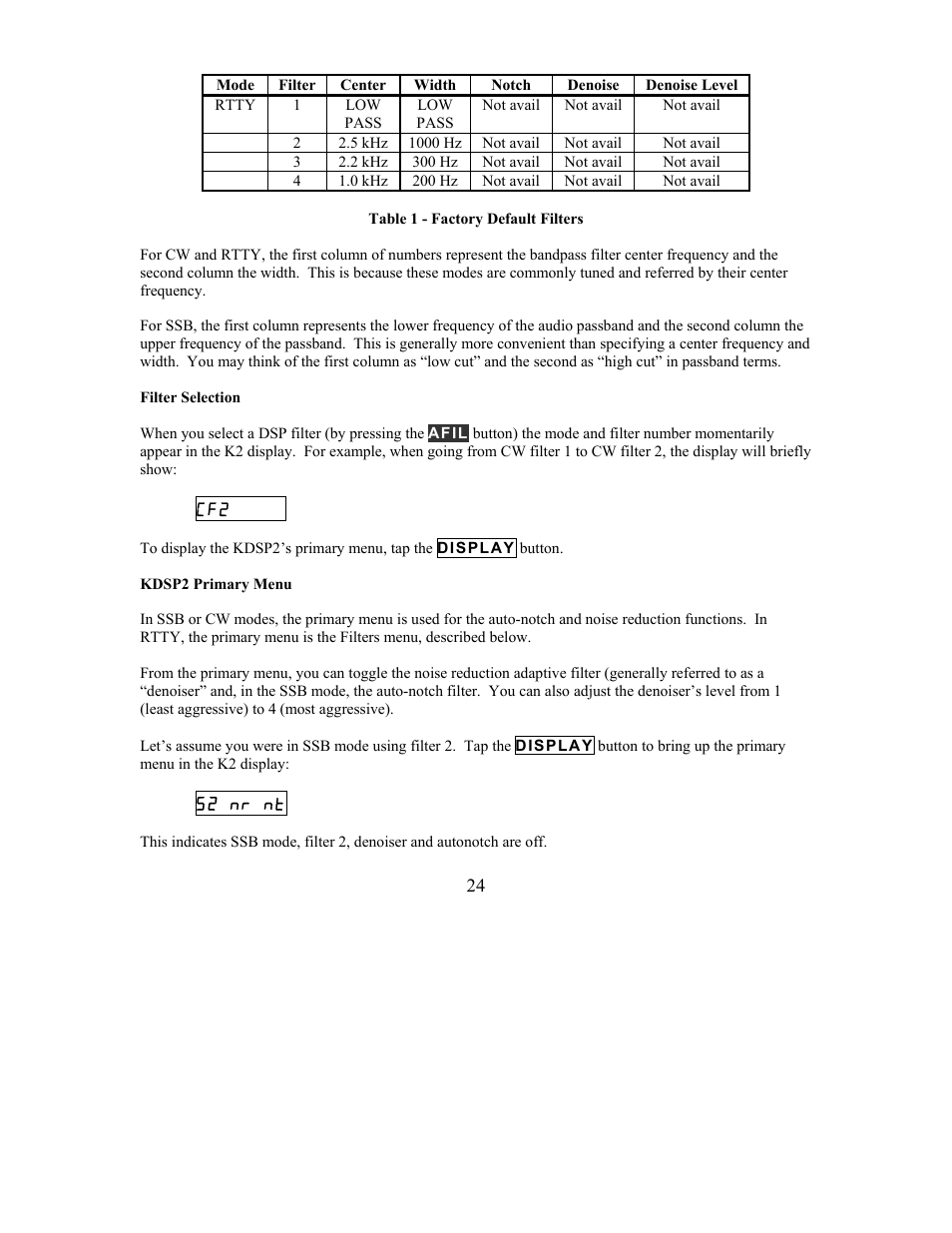 Elecraft KDSP2 Manual User Manual | Page 24 / 50