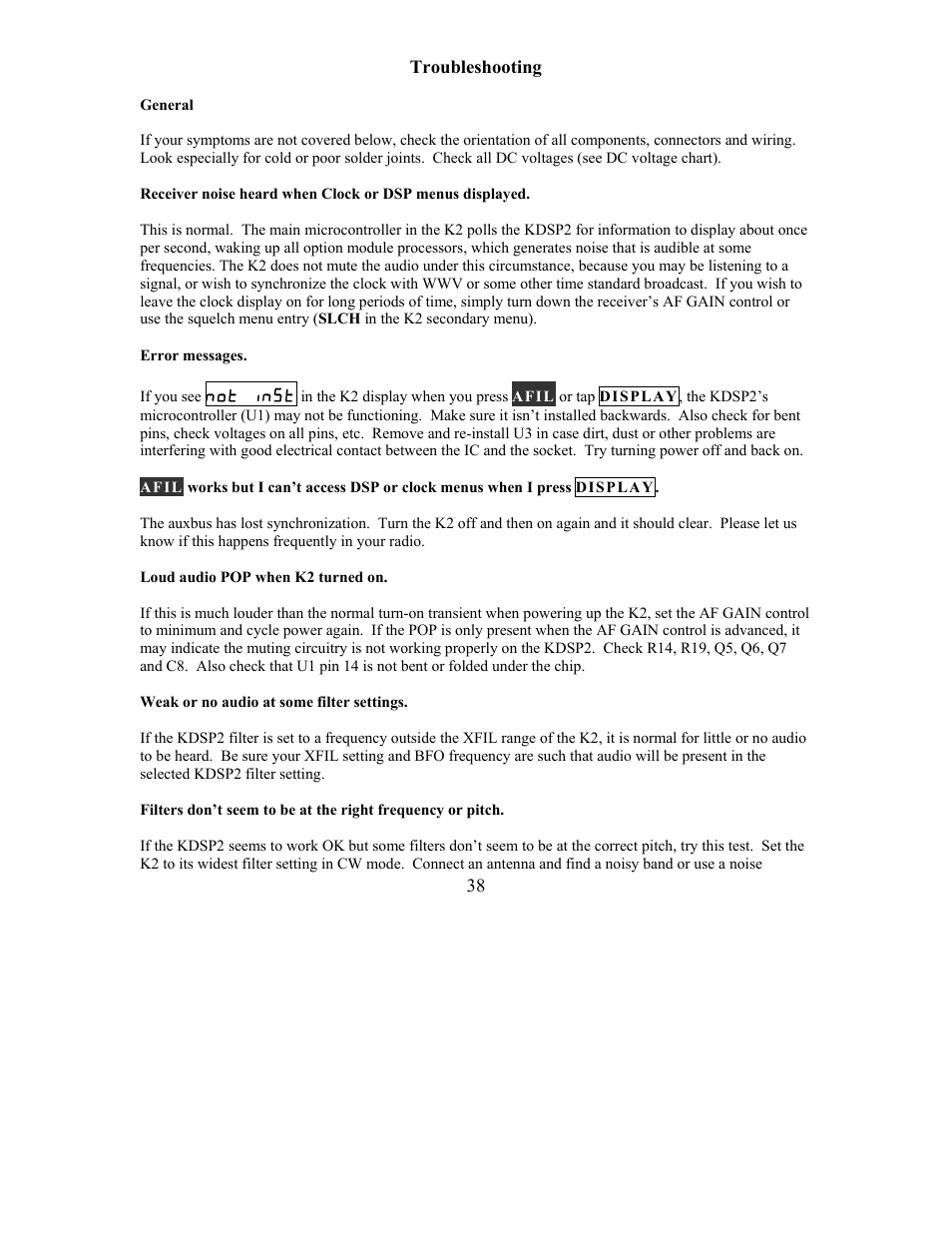 Elecraft KDSP2 Manual User Manual | Page 38 / 50