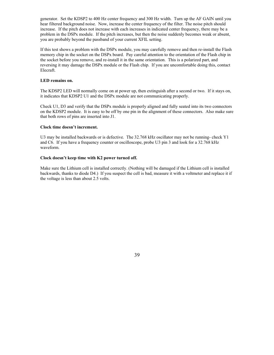 Elecraft KDSP2 Manual User Manual | Page 39 / 50