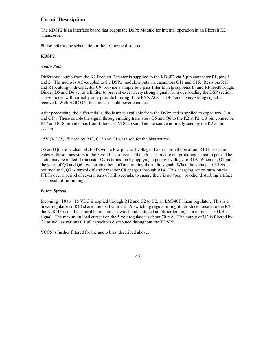 Elecraft KDSP2 Manual User Manual | Page 42 / 50