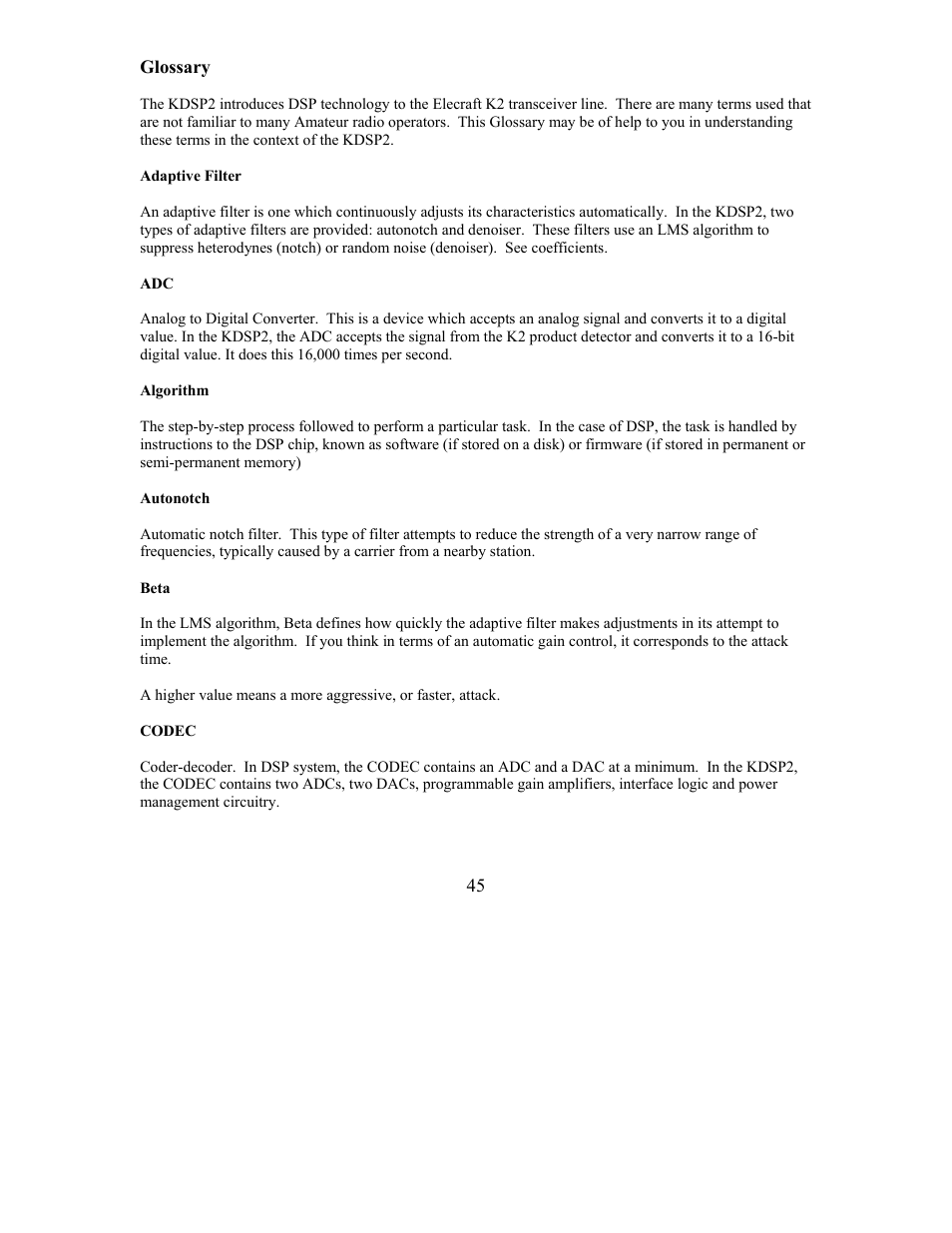 Elecraft KDSP2 Manual User Manual | Page 45 / 50
