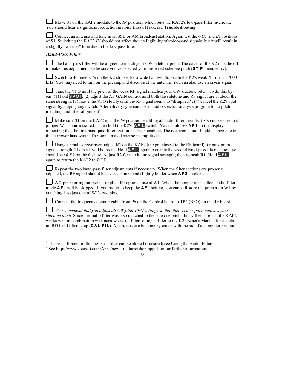 Elecraft KAF2 User Manual | Page 9 / 16