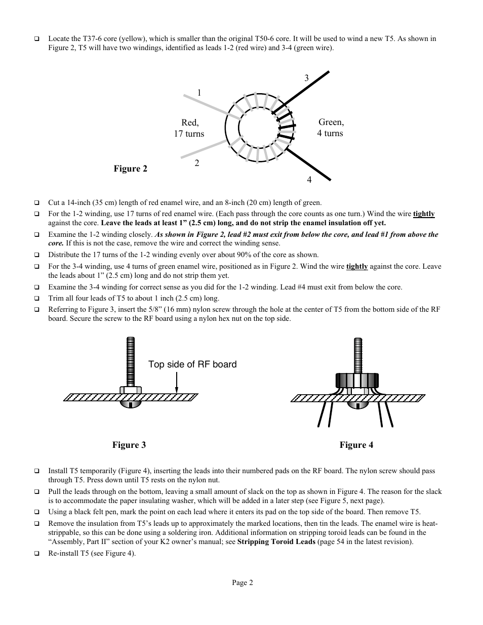 Top side of rf board figure 3 figure 4 | Elecraft K2VCOSHLDKT User Manual | Page 2 / 4