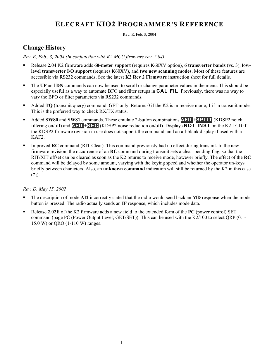 Elecraft KIO2 User Manual | 10 pages