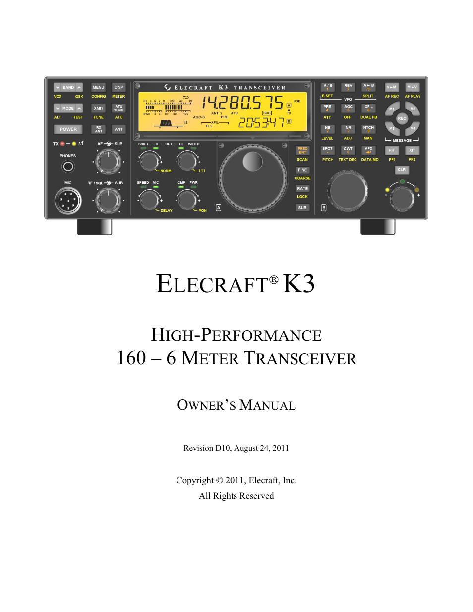 Elecraft K3 Owner's Manual User Manual | 83 pages