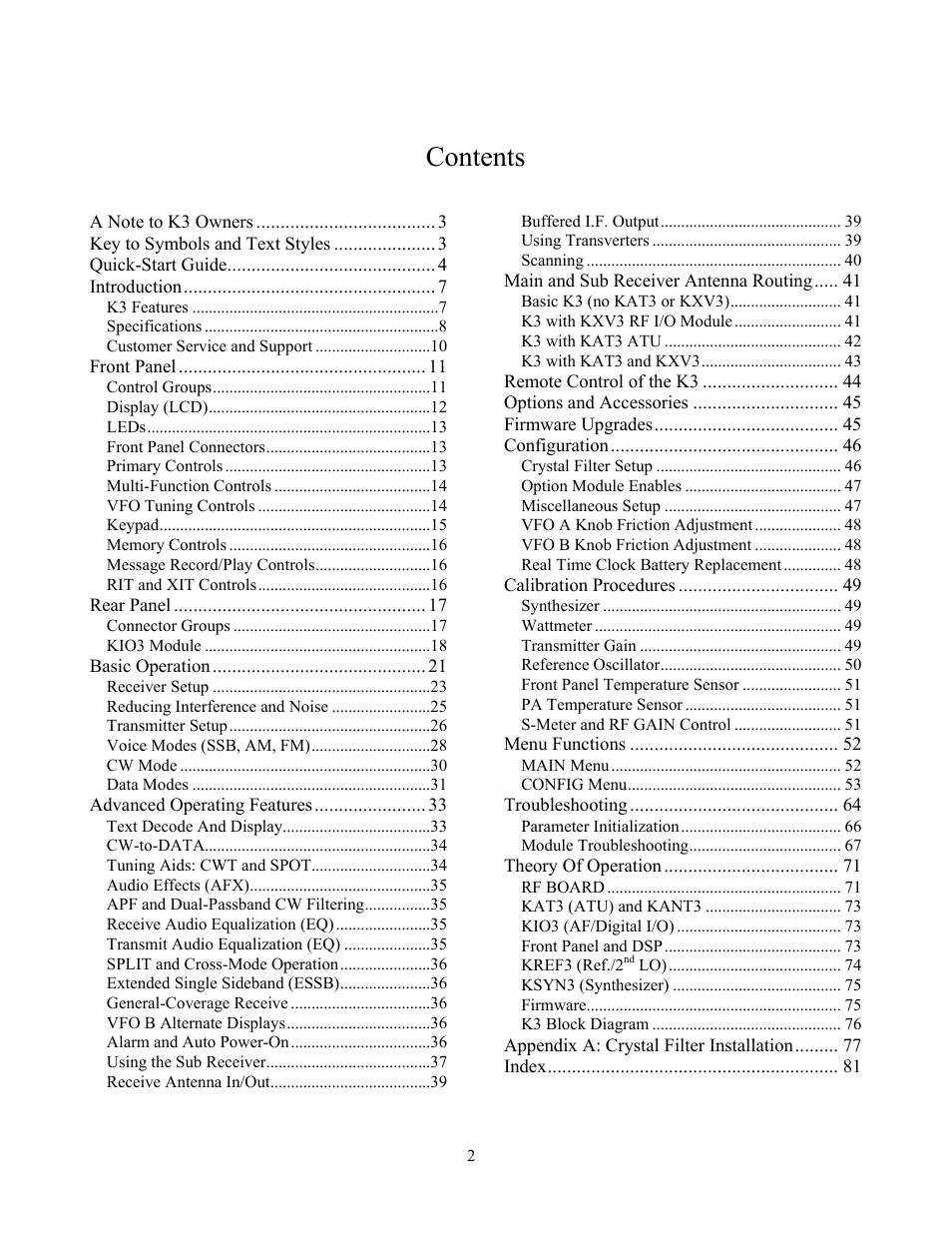 Elecraft K3 Owner's Manual User Manual | Page 2 / 83