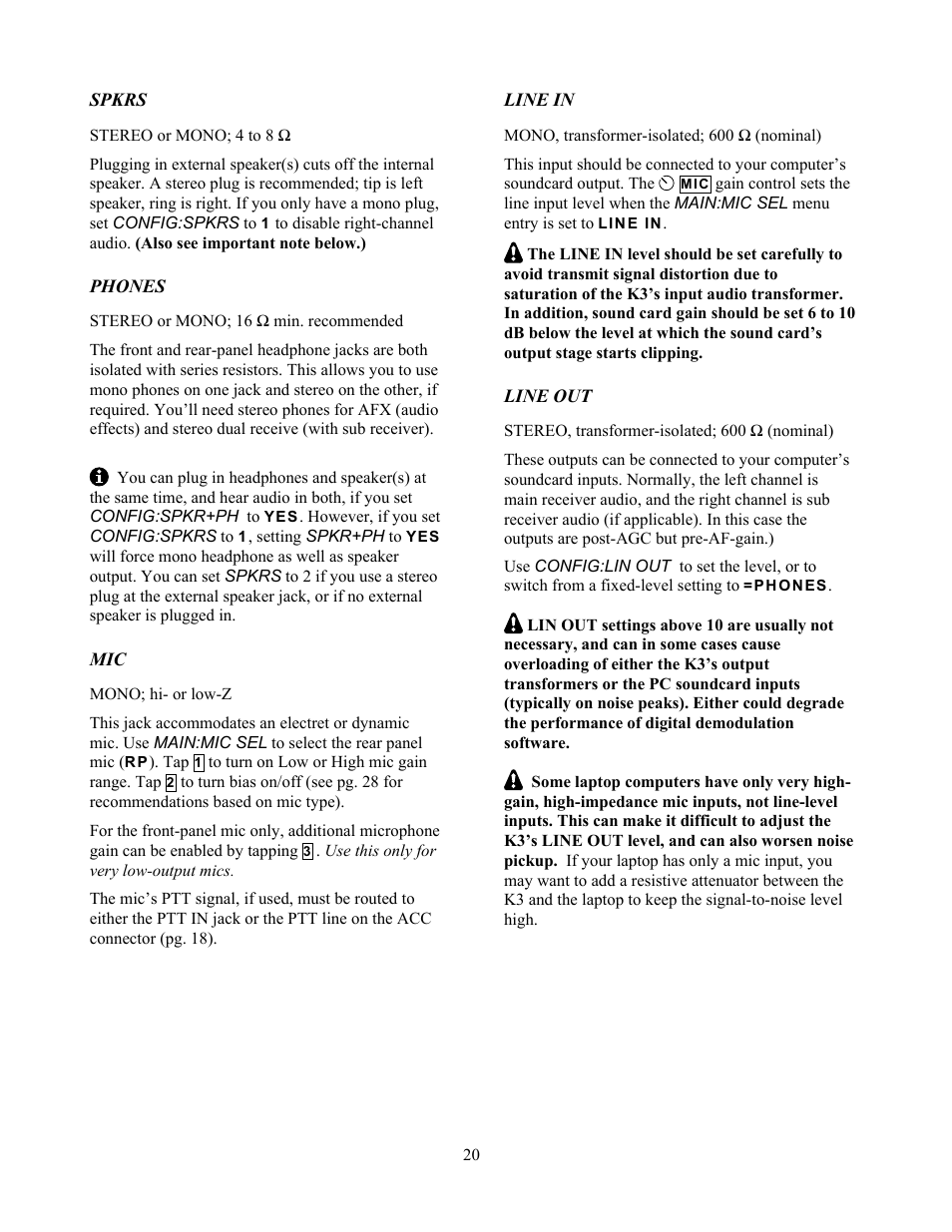 Elecraft K3 Owner's Manual User Manual | Page 20 / 83