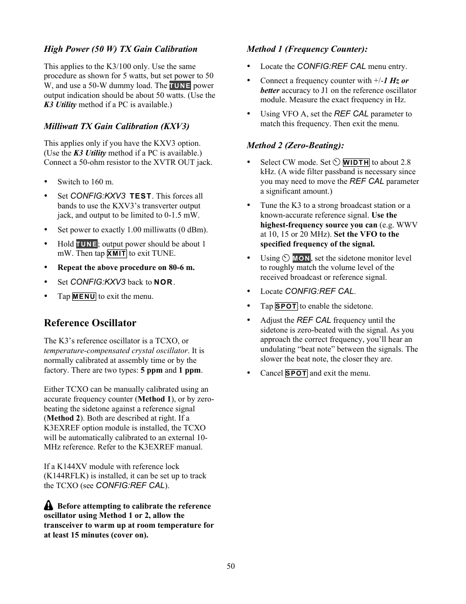 Reference oscillator | Elecraft K3 Owner's Manual User Manual | Page 50 / 83