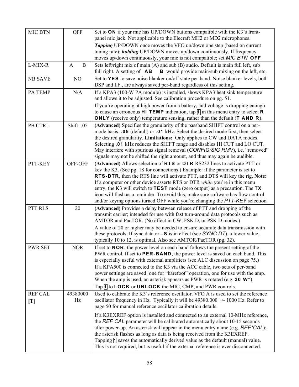 Elecraft K3 Owner's Manual User Manual | Page 58 / 83