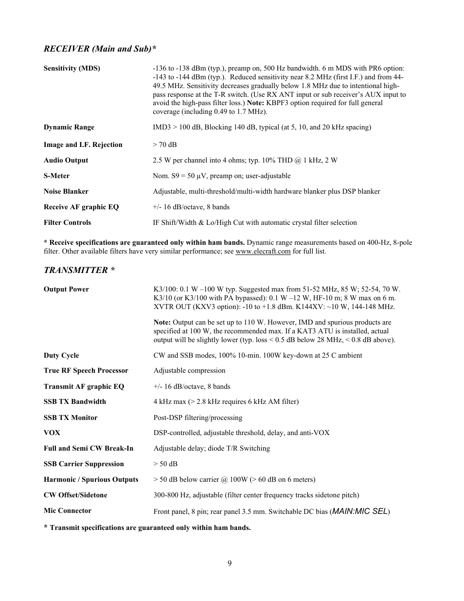 Elecraft K3 Owner's Manual User Manual | Page 9 / 83