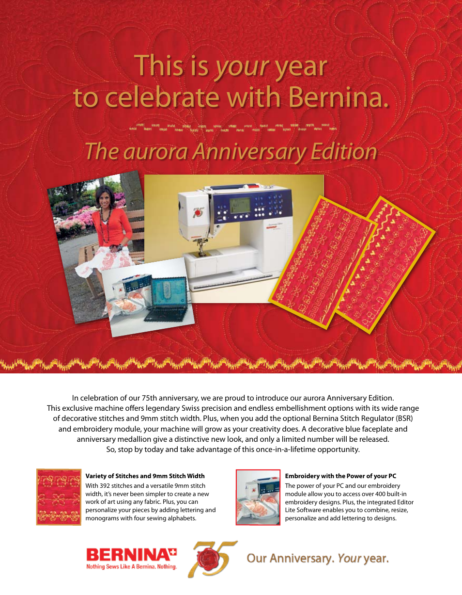 Bernina aurora Embroidery Machine User Manual | 2 pages