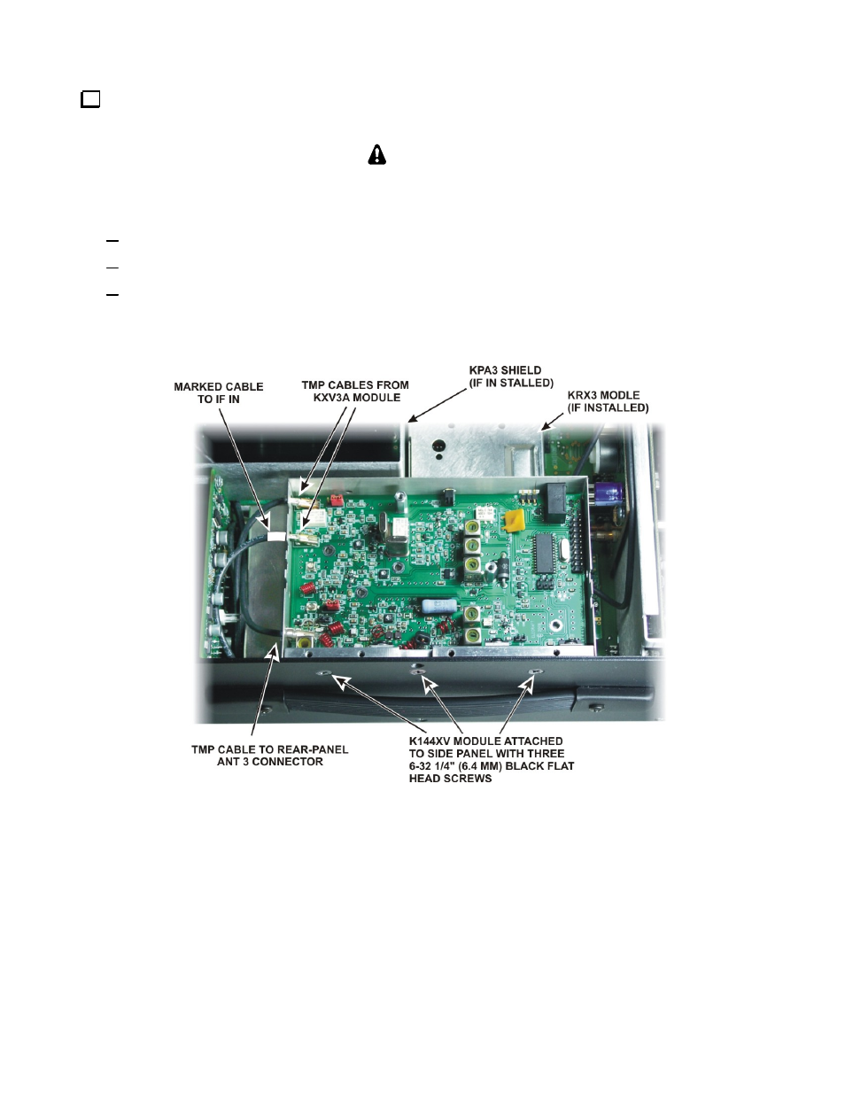 Caution | Elecraft K144XV Manual User Manual | Page 14 / 22