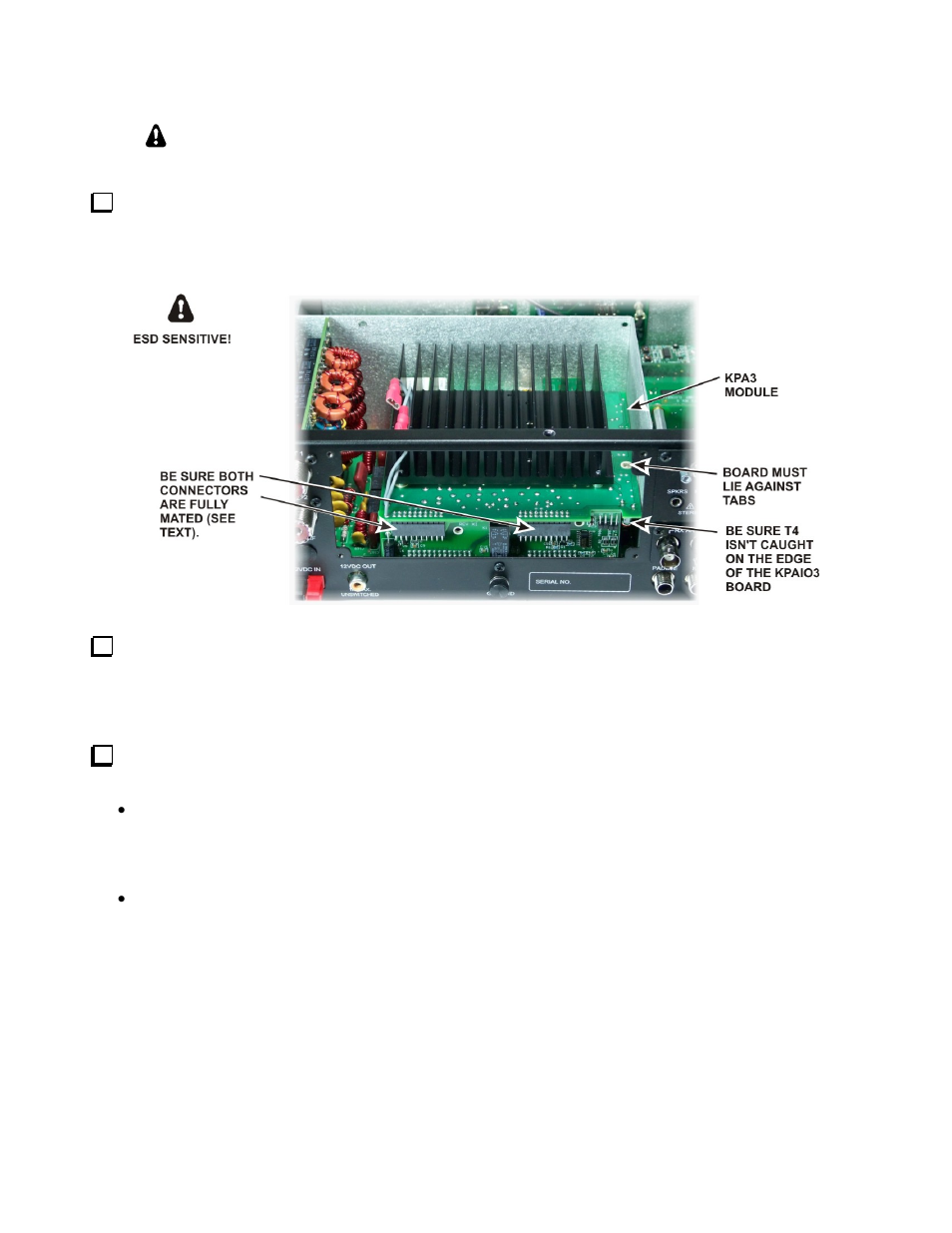 Installing the kpa3 amplifier module, Installing the fan panel | Elecraft KPA3 Manual User Manual | Page 16 / 21