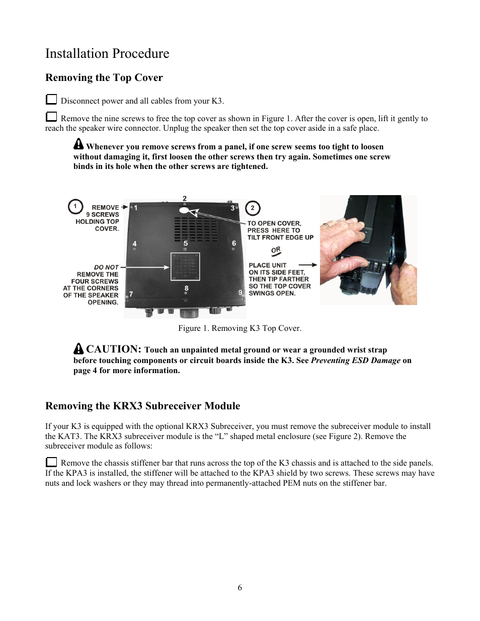 Installation procedure | Elecraft KAT3 User Manual | Page 6 / 12