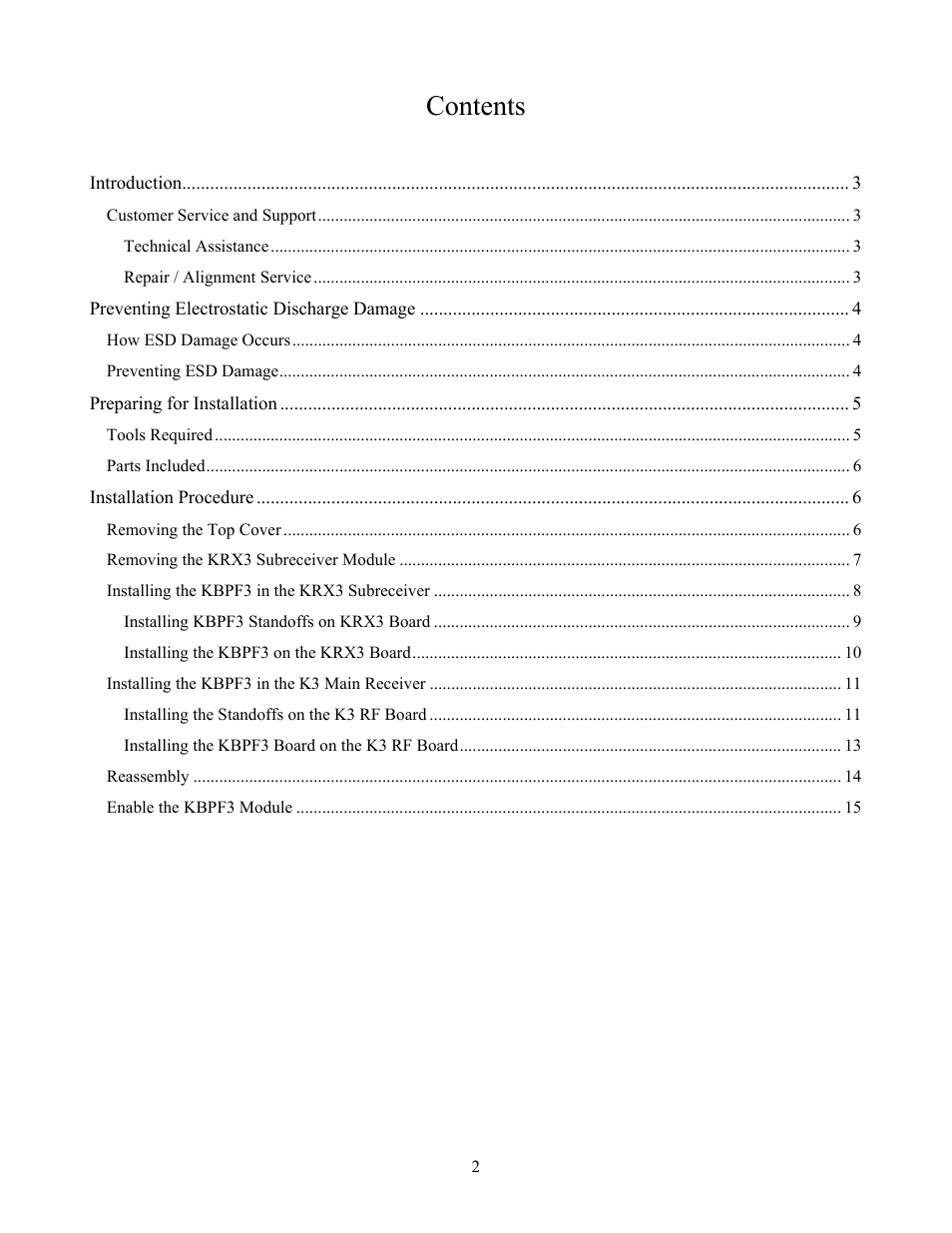 Elecraft KBPF3 User Manual | Page 2 / 15