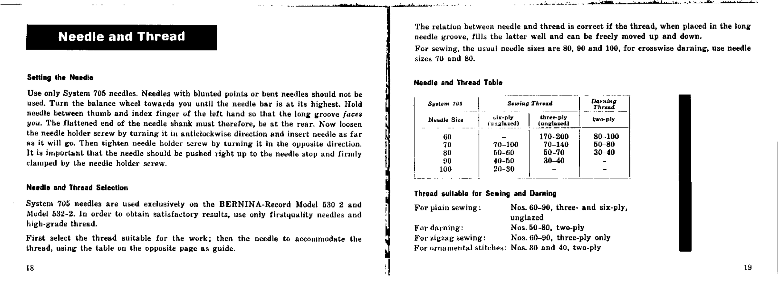 Needle and thread | Bernina 532-2 User Manual | Page 12 / 54