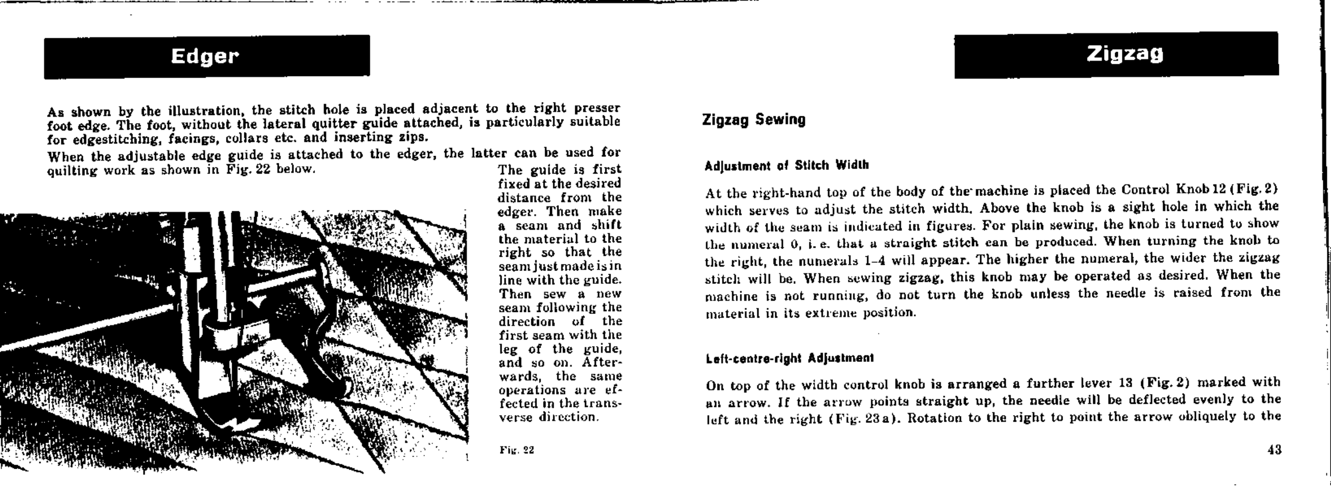 Zigzag, Edger zigzag | Bernina 532-2 User Manual | Page 24 / 54