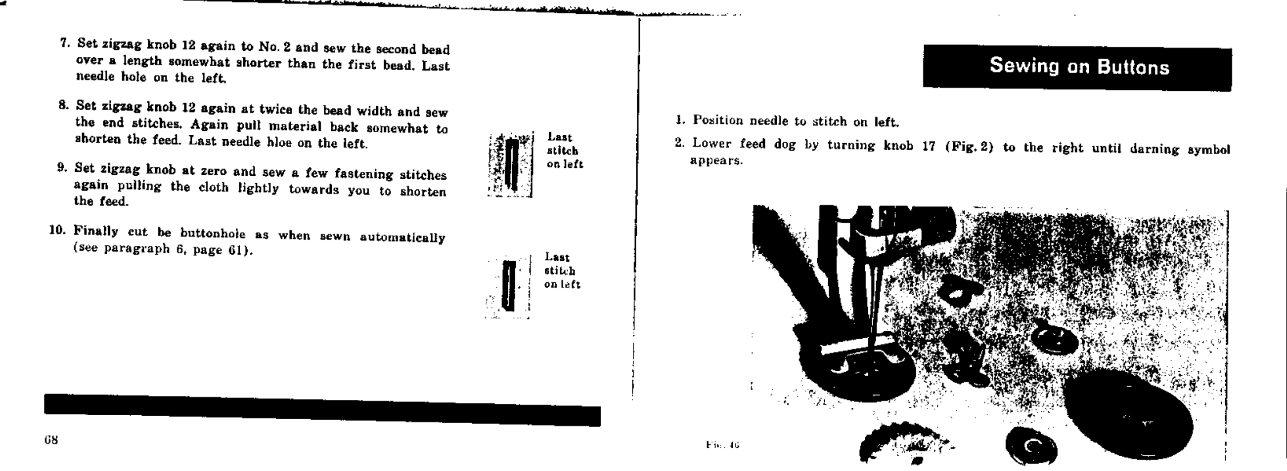 Sewing on buttons | Bernina 532-2 User Manual | Page 37 / 54