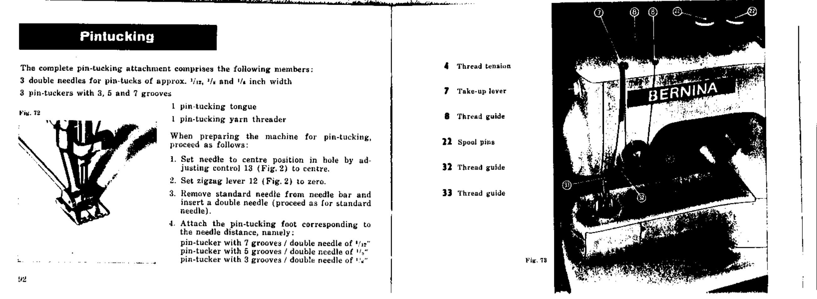 Pintucking | Bernina 532-2 User Manual | Page 49 / 54