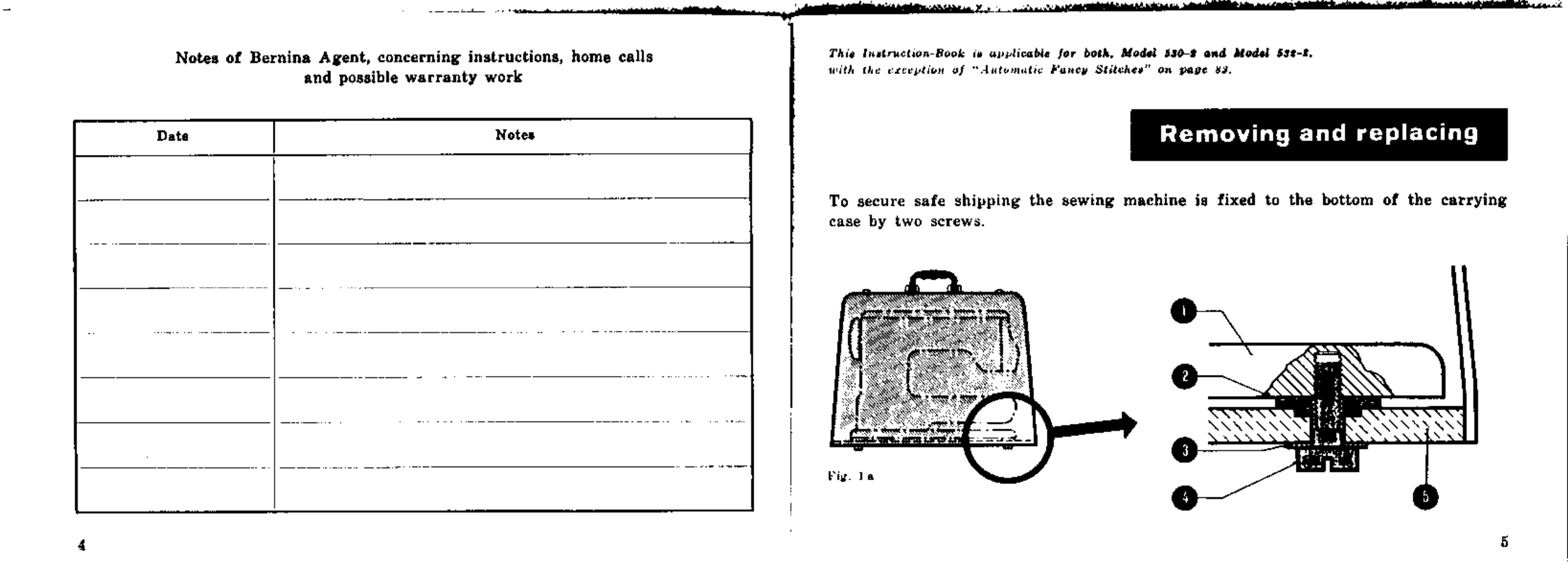 Removing and replacing | Bernina 532-2 User Manual | Page 5 / 54