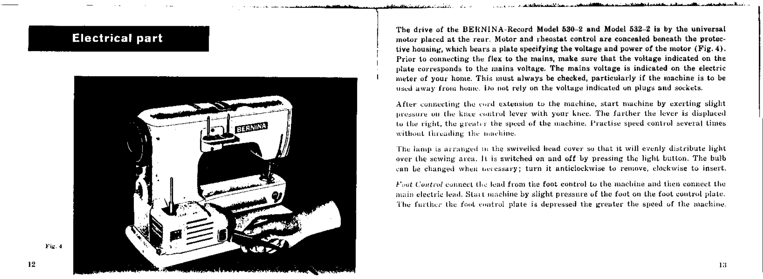 Electrical part | Bernina 532-2 User Manual | Page 9 / 54