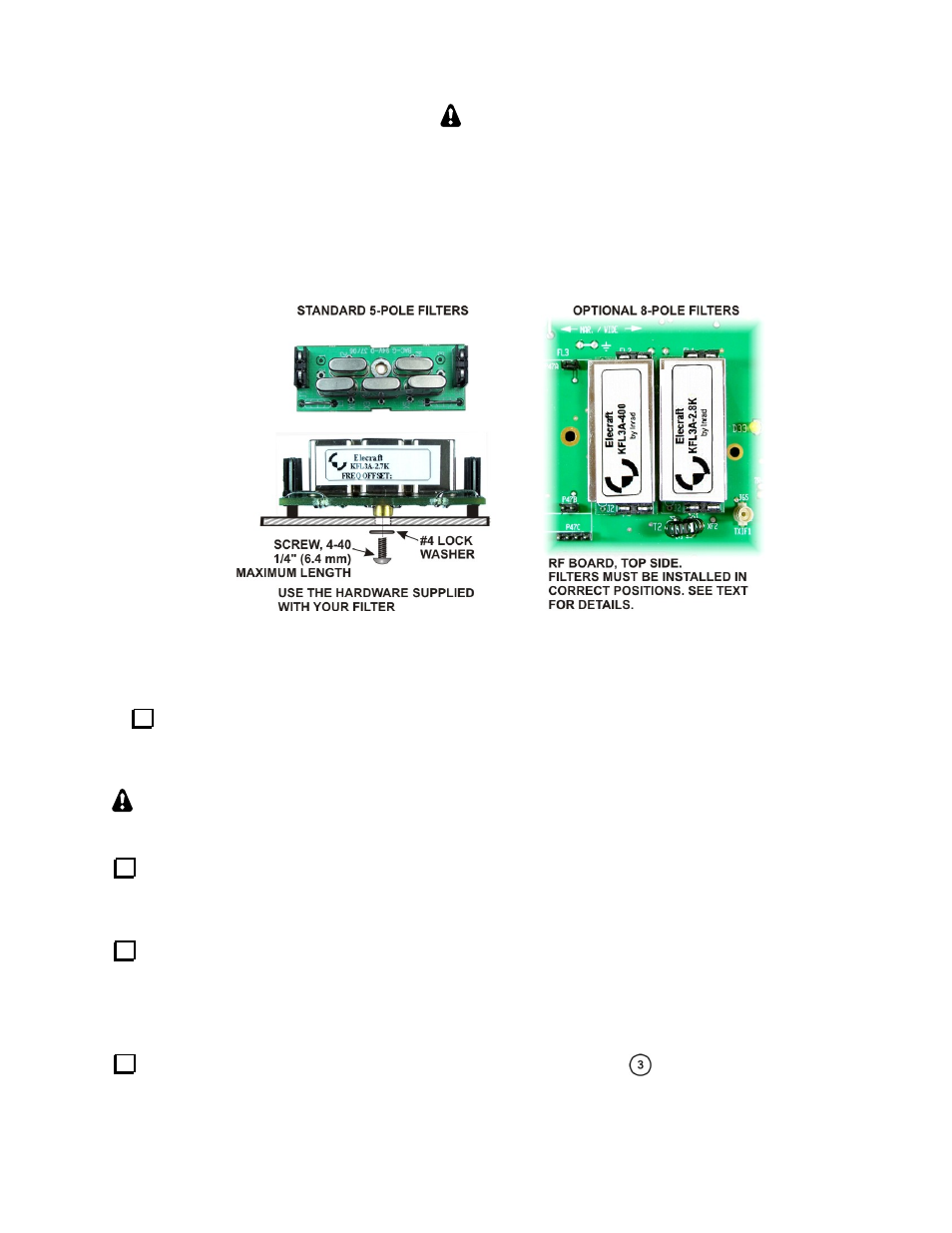 Caution, Important | Elecraft KRX3 User Manual | Page 53 / 54