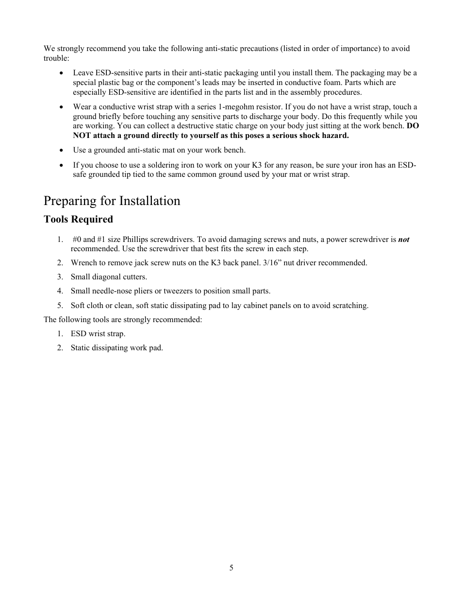 Preparing for installation | Elecraft KXV3  Manual User Manual | Page 5 / 15