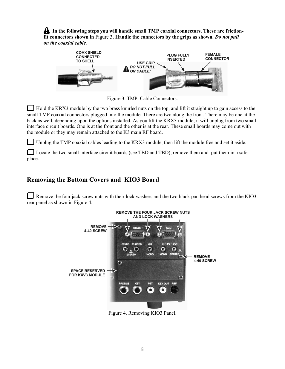 Removing the bottom covers and kio3 board | Elecraft KXV3  Manual User Manual | Page 8 / 15