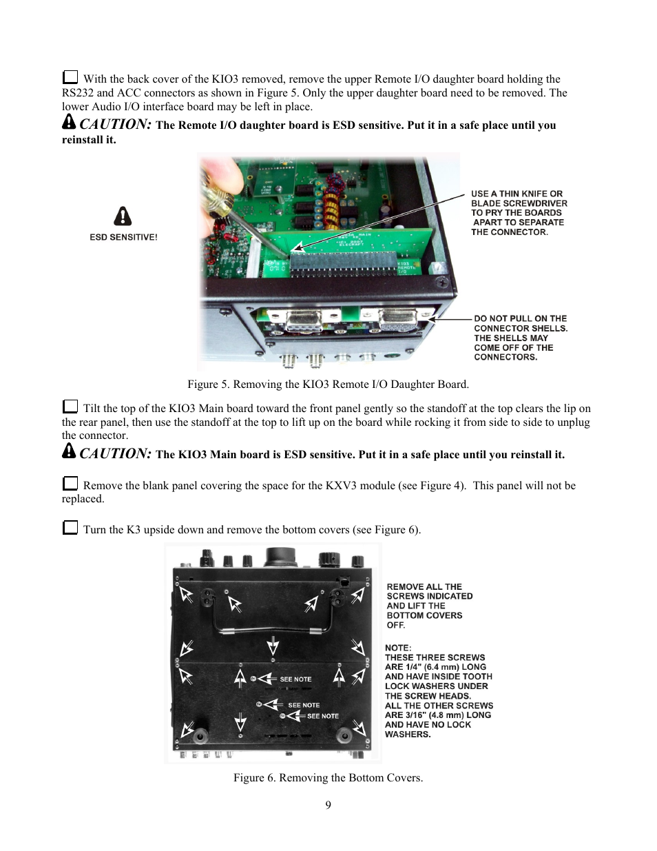 Caution | Elecraft KXV3  Manual User Manual | Page 9 / 15