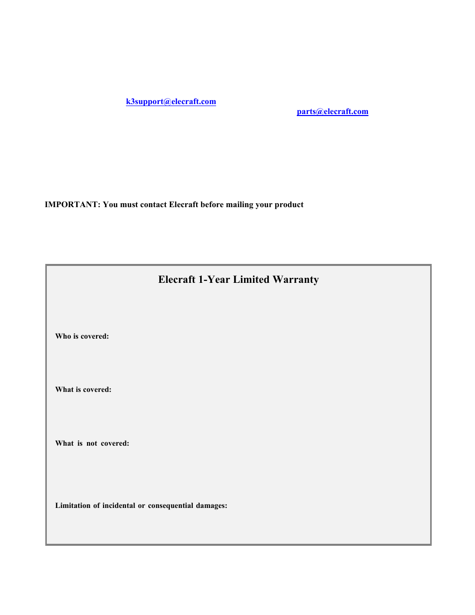 Customer service and support | Elecraft K3-Remote Owner's Manual User Manual | Page 23 / 27