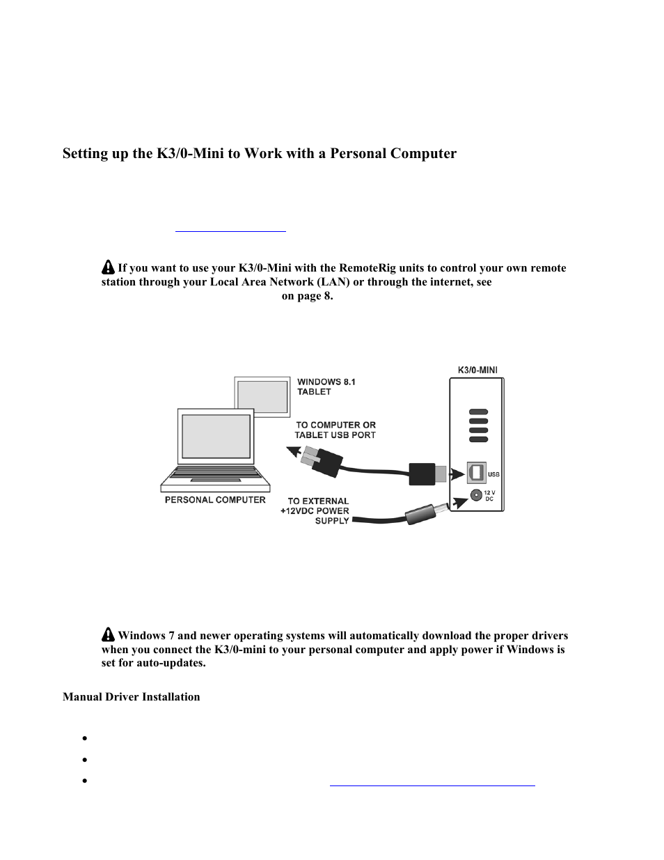 Setup and operation | Elecraft K3-Remote Owner's Manual User Manual | Page 6 / 27