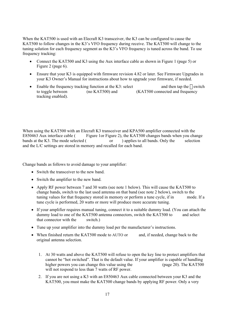 Bandswitching | Elecraft KAT500 Owners Manual User Manual | Page 20 / 50